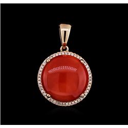 14KT Rose Gold 10.10ct Coral and Diamond Pendant