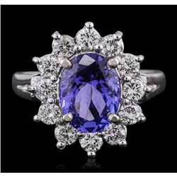 14KT White Gold 2.30ct Tanzanite and Diamond Ring