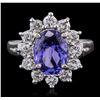 Image 1 : 14KT White Gold 2.30ct Tanzanite and Diamond Ring