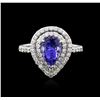 Image 1 : 18KT White Gold 1.15ct Tanzanite and Diamond Ring