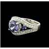 Image 2 : 14KT White Gold 2.58ct Tanzanite, Sapphire and Diamond Ring