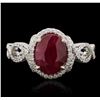 Image 1 : 18KT White Gold 2.26ct Ruby and Diamond Ring