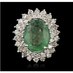 14KT White Gold 4.68ct Emerald and Diamond Ring