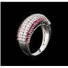 Image 3 : 14KT White Gold 1.13ctw Ruby and Diamond Ring