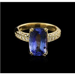 18KT Yellow Gold 3.89ct Tanzanite and Diamond Ring