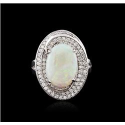 14KT White Gold 2.48ct Opal and Diamond Ring