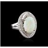 Image 2 : 14KT White Gold 2.48ct Opal and Diamond Ring