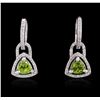 Image 1 : 14KT White Gold 1.62ctw Peridot and Diamond Earrings