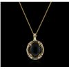 Image 1 : 14KT Yellow Gold 5.50ct Onyx and Diamond Pendant With Chain