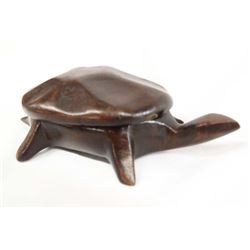 Haitian Carved Wood Lidded Turtle Box