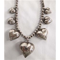 Estate Sterling Silver Heart Necklace