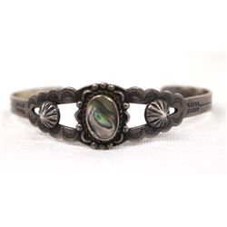 Navajo Fred Harvey Style Silver Abalone Bracelet