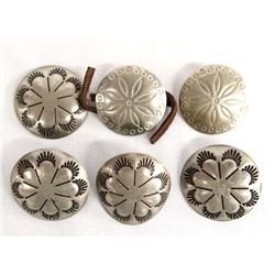 6 Vintage Navajo Sterling Silver Buttons