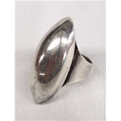 Large Taxco Sterling Silver Elliptical Ring, Size 8