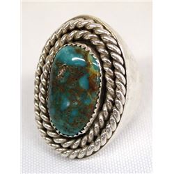 Navajo Sterling Red Mountain Turquoise Ring, S 9.5