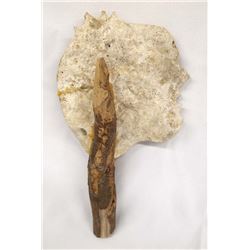 Natural Stone Face Folk Art with Wooden Handle