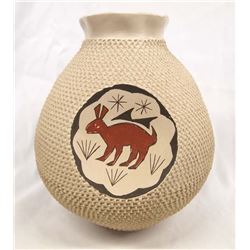 Mata Ortiz Polychrome Rabbit Jar by J. Gonzalez