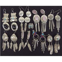 10 Pr Native American Sterling Earrings
