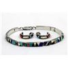 Zuni Sterling Silver Inlay Bracelet and Earrings