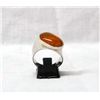 Image 1 : Large Sterling Silver and Amber Ring, Size 10