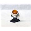 Image 2 : Large Sterling Silver and Amber Ring, Size 10