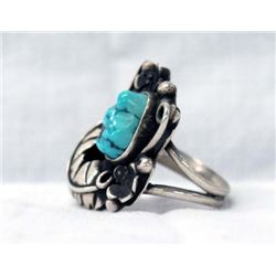 Navajo Sterling Silver Turquoise Ring, Size 7