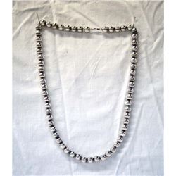 Long Sterling Silver Bead Necklace