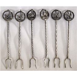 6 Peruvian Sterling Silver Llama Olive Picks