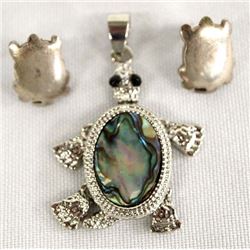 Silver Turtle Earrings, Silvertone Turtle Necklace