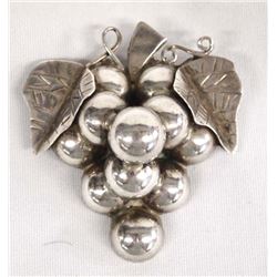 Mexican Taxco Silver Grape Cluster Pin Pendant
