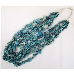 Navajo Sterling and 5 Strand Turquoise Necklace
