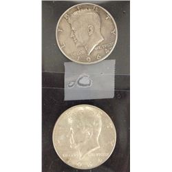 Two 1964 Kennedy Half Dollars