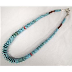 1970 Navajo Design Graduated Turquoise Heishi Necklace