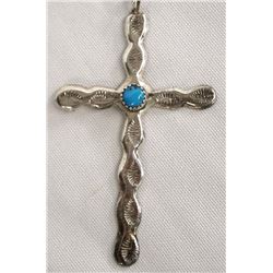 1970's Navajo Sterling Cross Pendant Necklace