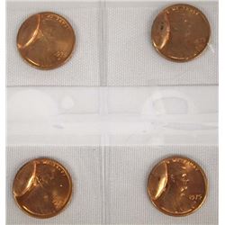 Four 1975 Lincoln Cent Misstrikes
