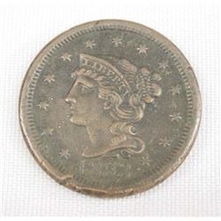 Large 1853 Cent Braided Hair