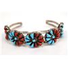Image 1 : Zuni Sterling Turquoise Coral Cuff Bracelet