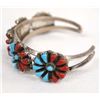 Image 2 : Zuni Sterling Turquoise Coral Cuff Bracelet