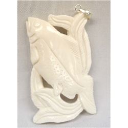 Carved Water Buffalo Bone Fish Pendant