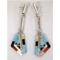 Zuni Sterling Inlay Earrings by Offina Pino