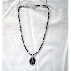 1980 Zuni Sunface Pendant Necklace by Fenton Luna