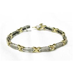 14Kt Yellow & White Gold and Diamond Link Bracelet