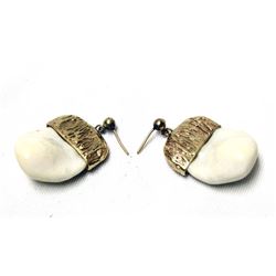 Posey Estate 14Kt Gold Elk Teeth Pierced Earrings