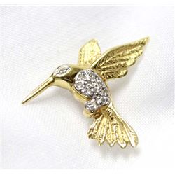 Posey Estate 14Kt Gold and Diamond Hummingbird Pin