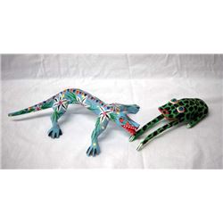 Mexican Oaxacan Alebrije Alligator and Frog