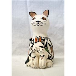 Acoma Polychrome Cat Storyteller by Judy Lewis