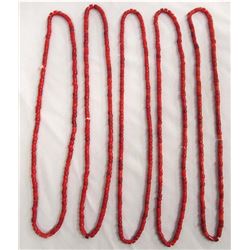 5 Strands of White Red Heart Trade Beads