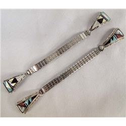 Pr of Zuni Silver Stone to Stone Inlay Watch Bands