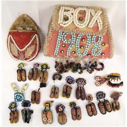 Antique Iroquois Beaded Purse, Pouch & Pins