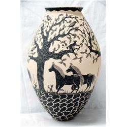 Mata Ortiz Sgraffito Horse Jar by D. A. Bejarano